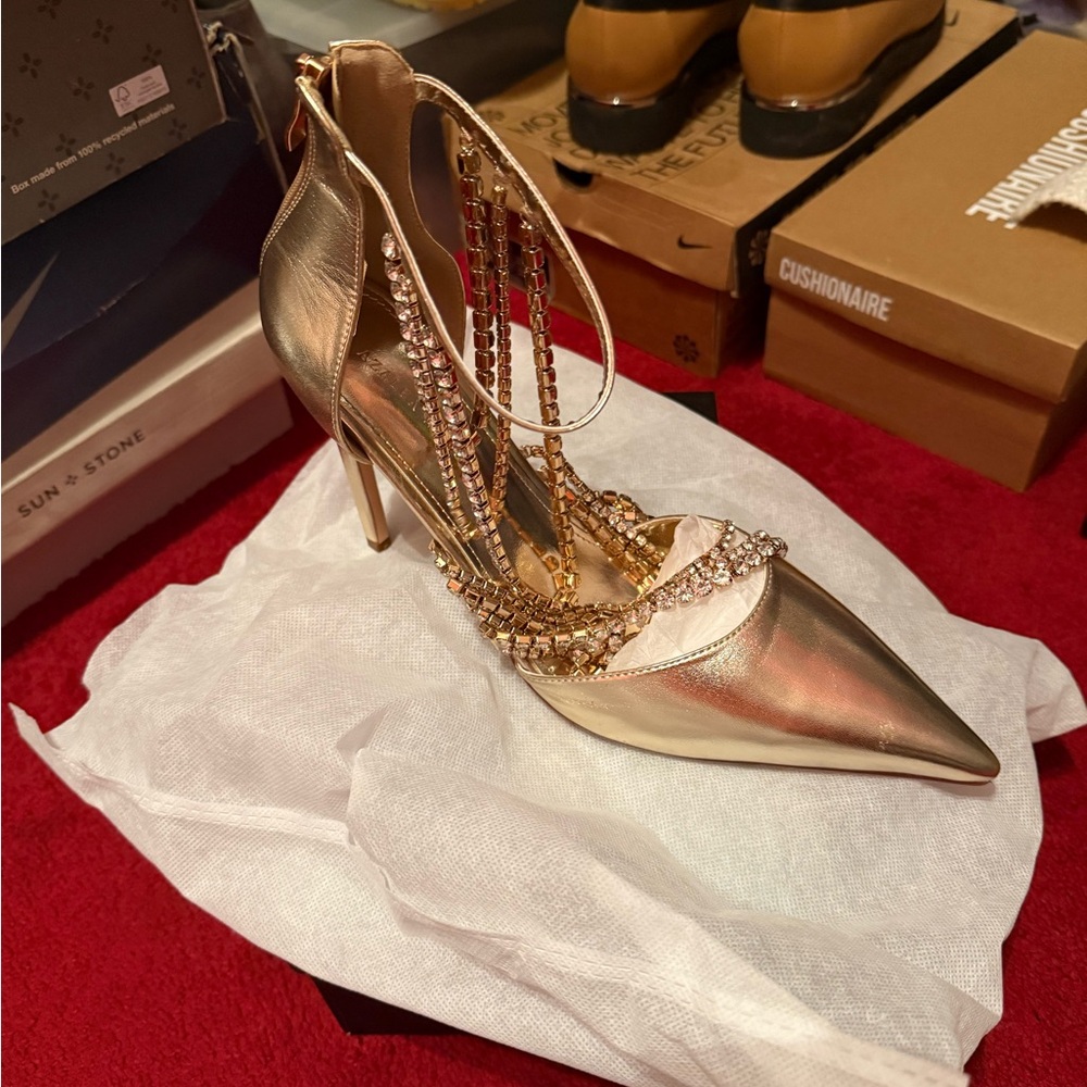 Chic Gold Embellished Heels